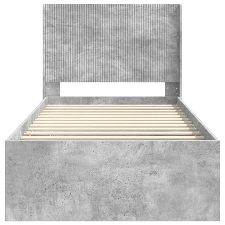 Sengestel med opbevaring og hovedgærde Betongrå 100 x 200 cm