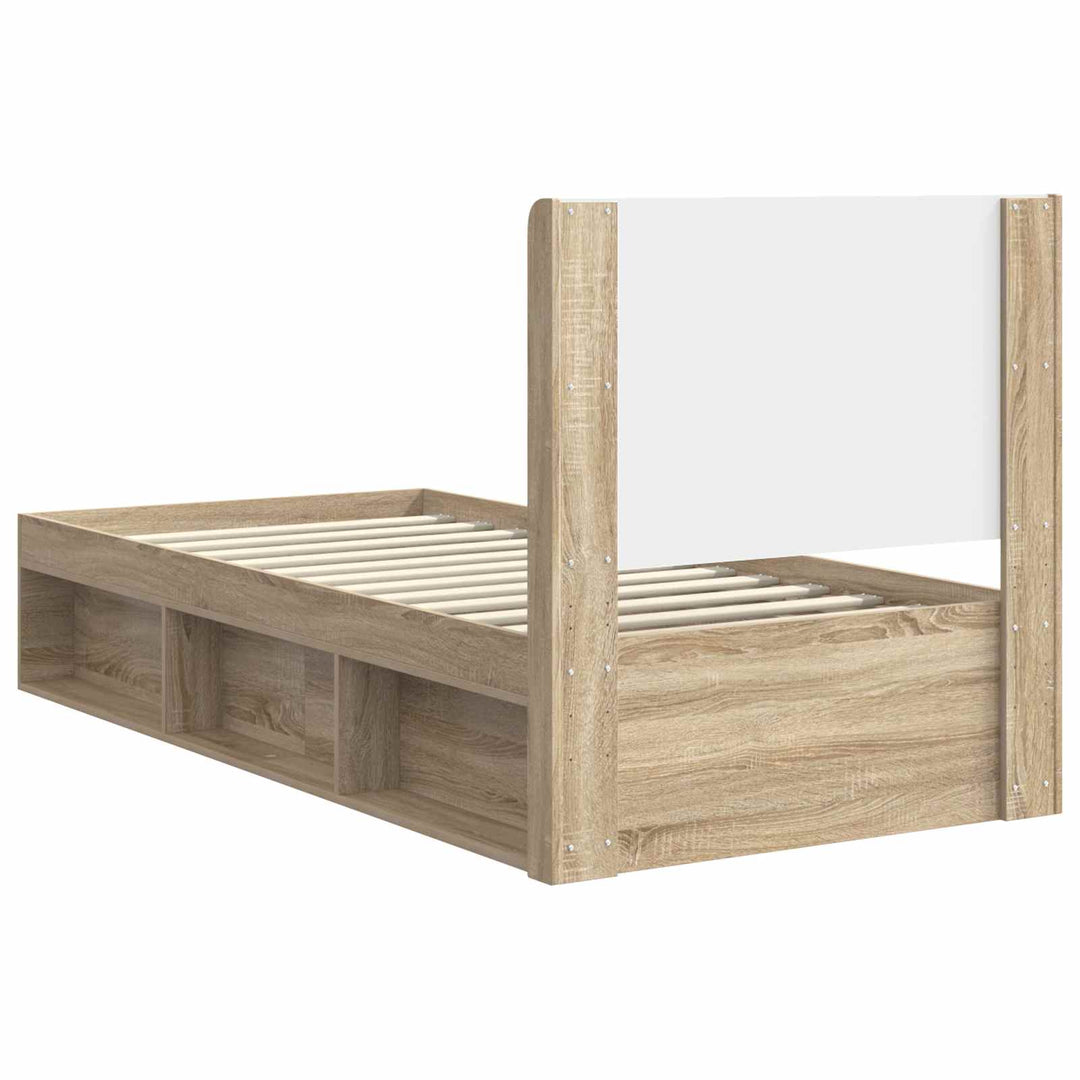 Sengestel med opbevaring og hovedgærde Sonoma-eg 90 x 200 cm