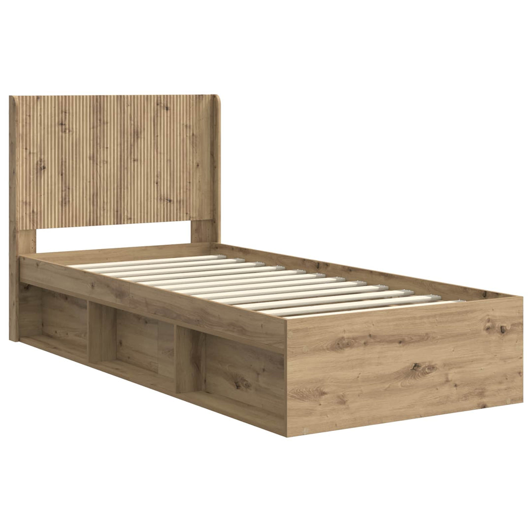 Sengestel med opbevaring og hovedgærde Artisan-eg 90 x 200 cm