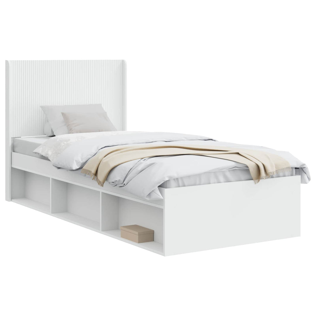 Sengestel med opbevaring og hovedgærde Hvid 90 x 190 cm