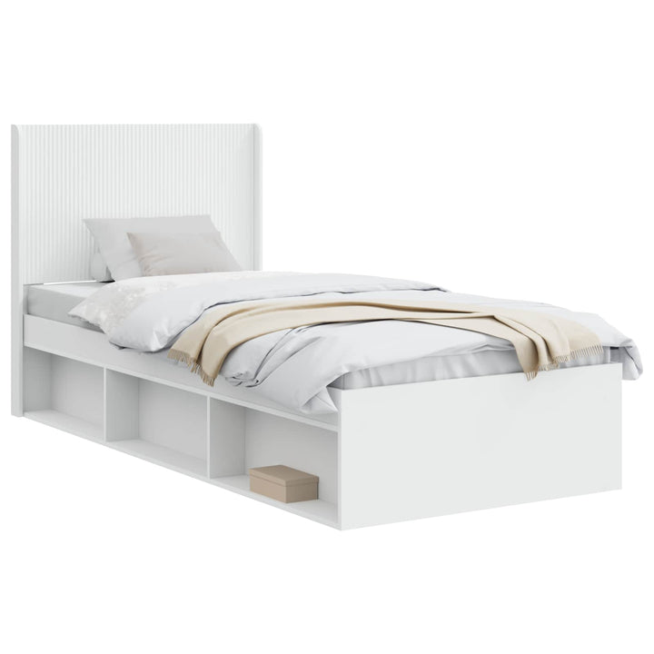 Sengestel med opbevaring og hovedgærde Hvid 90 x 190 cm