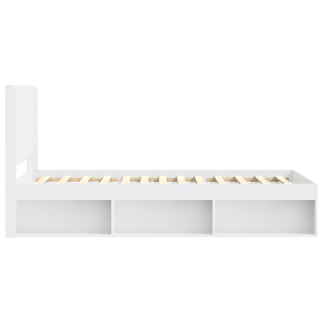 Sengestel med opbevaring og hovedgærde Hvid 90 x 190 cm