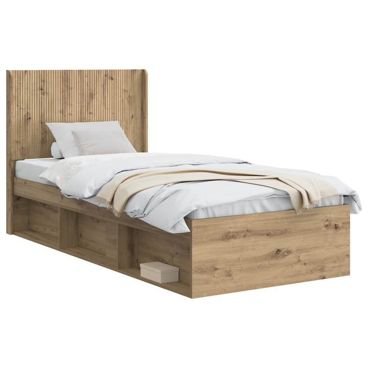 Sengestel med opbevaring og hovedgærde Artisan-eg 90 x 190 cm
