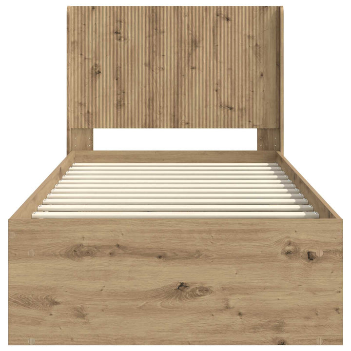 Sengestel med opbevaring og hovedgærde Artisan-eg 90 x 190 cm