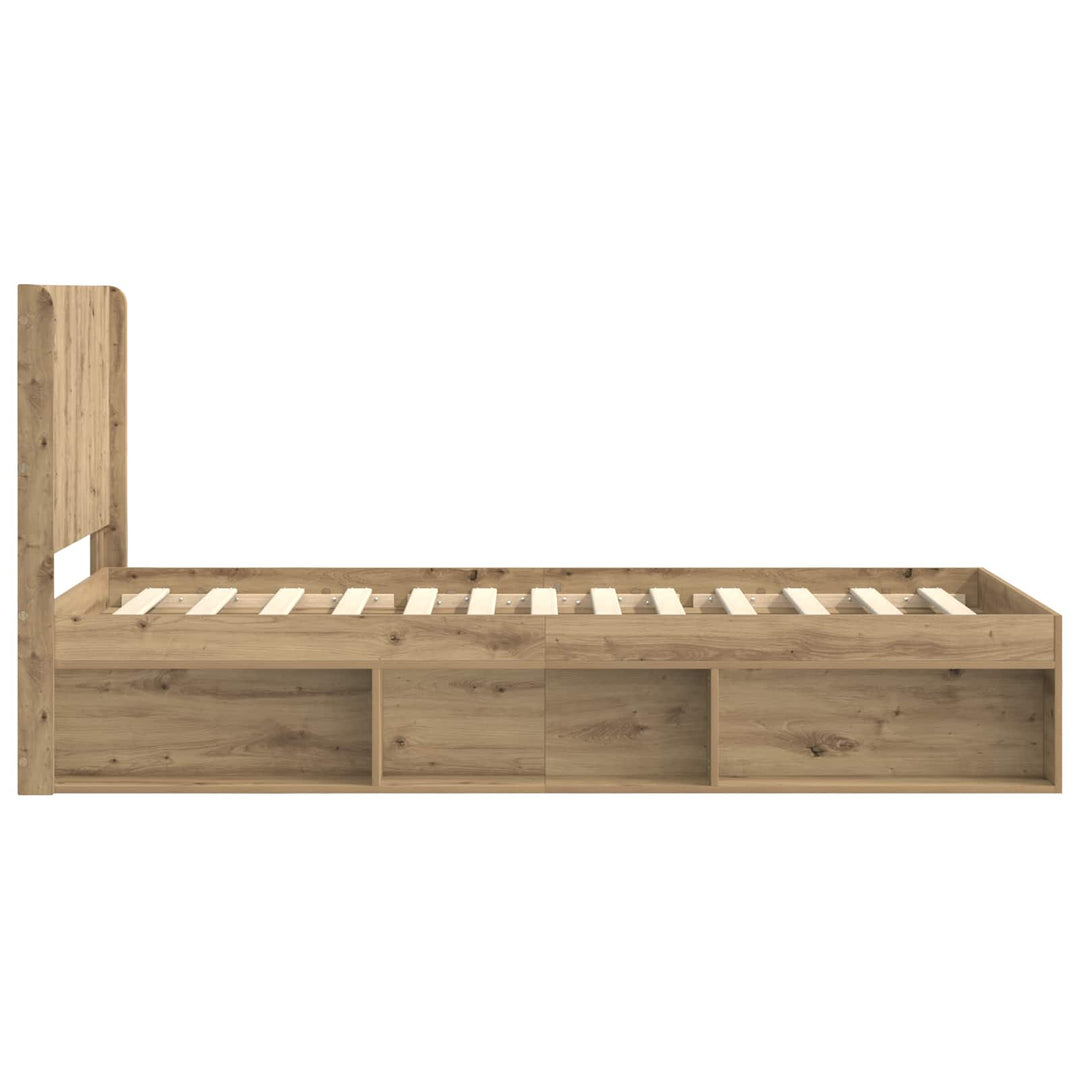 Sengestel med opbevaring og hovedgærde Artisan-eg 75 x 190 cm