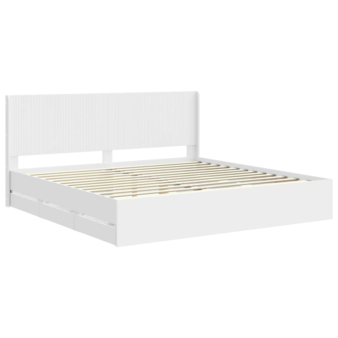Sengestel med opbevaring og hovedgærde Hvid 200 x 200 cm