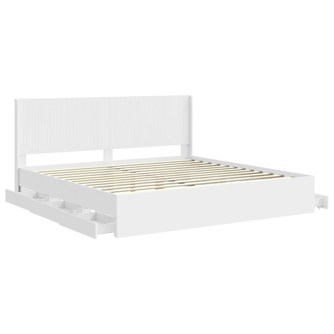 Sengestel med opbevaring og hovedgærde Hvid 200 x 200 cm