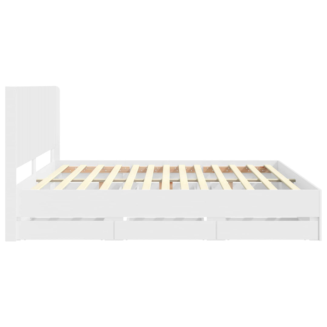 Sengestel med opbevaring og hovedgærde Hvid 180 x 200 cm