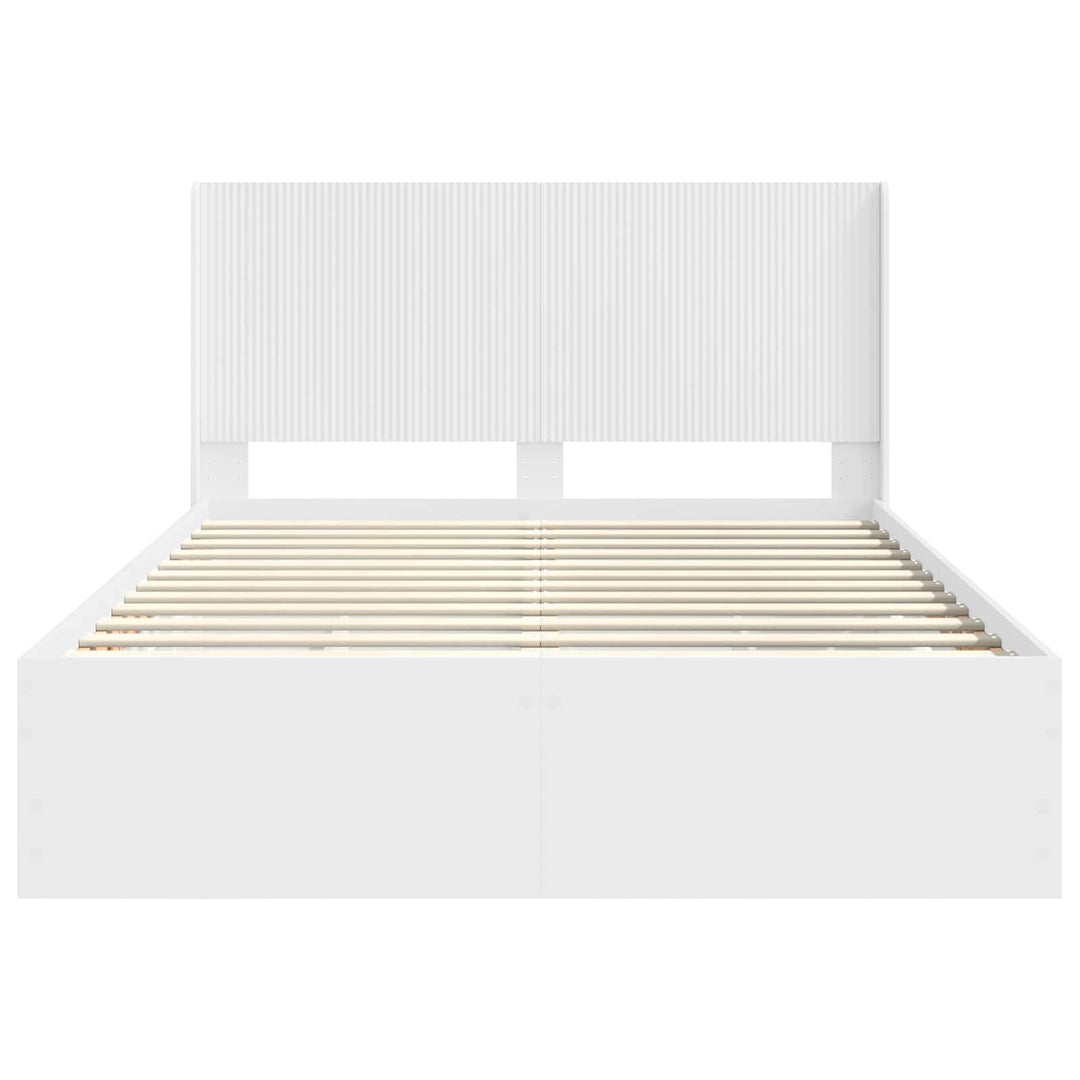 Sengestel med opbevaring og hovedgærde Hvid 160 x 200 cm