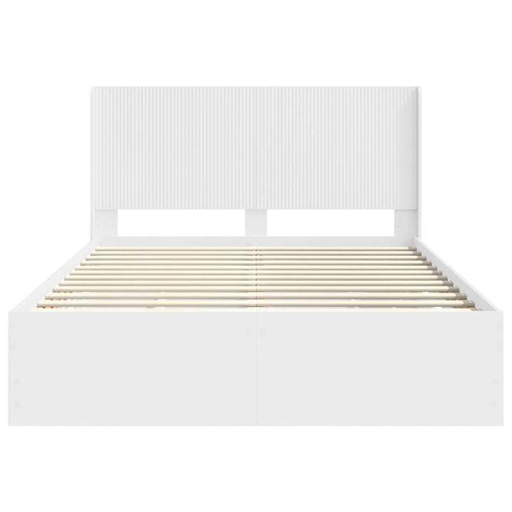 Sengestel med opbevaring og hovedgærde Hvid 160 x 200 cm