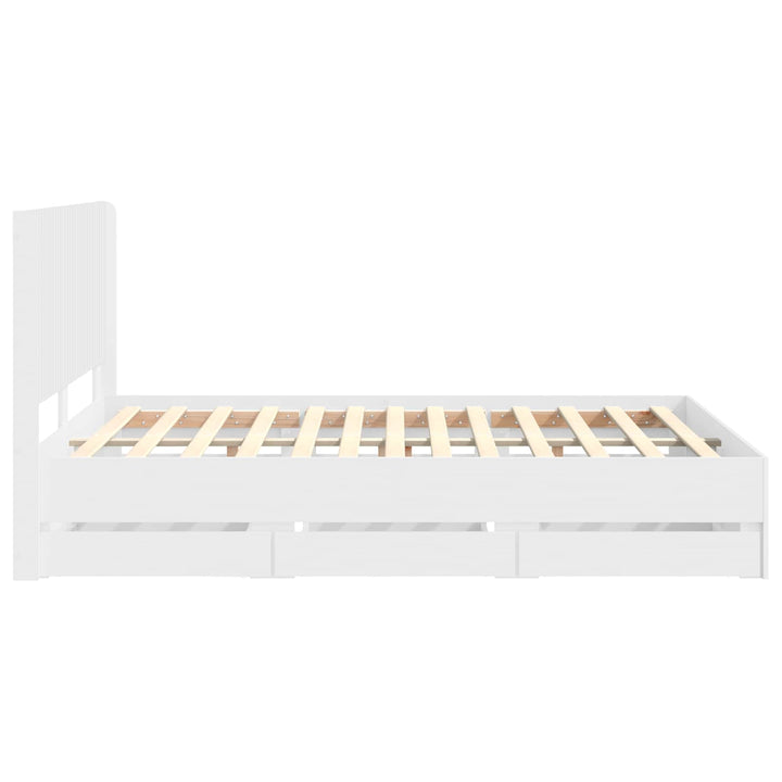 Sengestel med opbevaring og hovedgærde Hvid 160 x 200 cm
