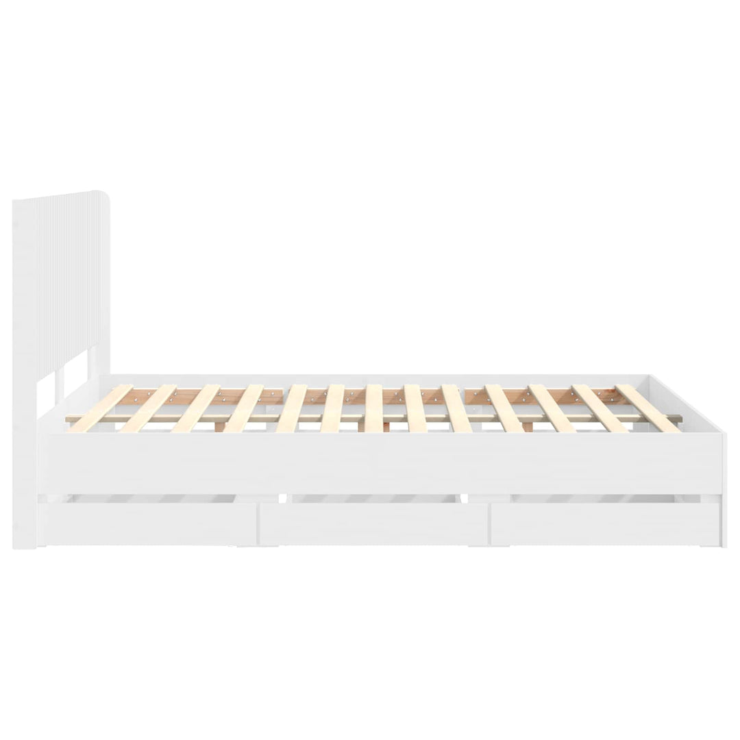 Sengestel med opbevaring og hovedgærde Hvid 150 x 200 cm