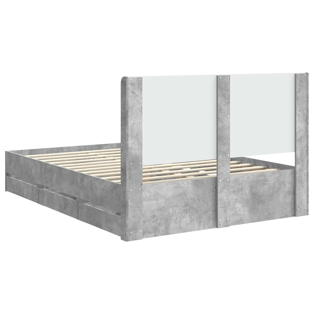 Sengestel med opbevaring og hovedgærde Betongrå 150 x 200 cm