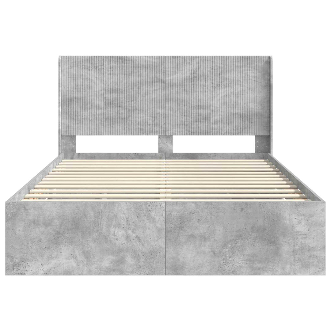 Sengestel med opbevaring og hovedgærde Betongrå 150 x 200 cm