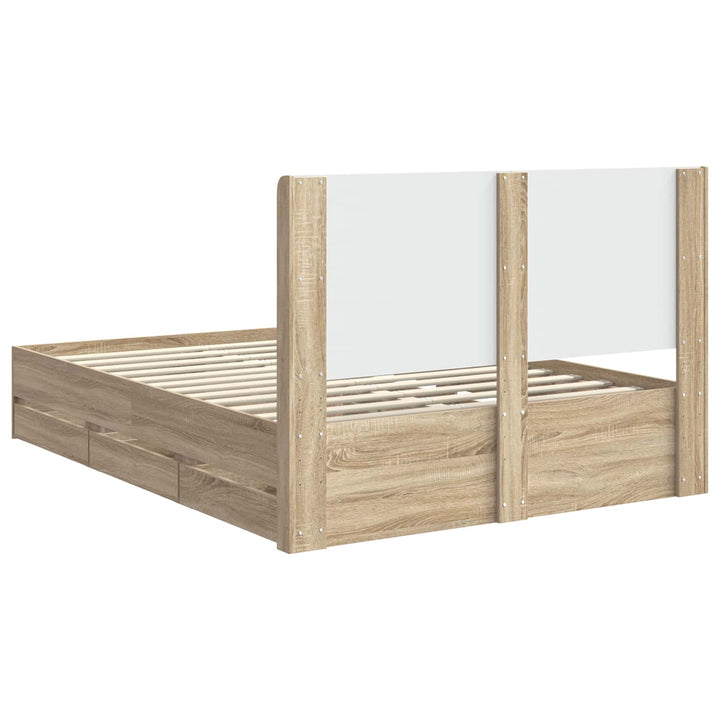 Sengestel med opbevaring og hovedgærde Sonoma-eg 140 x 200 cm