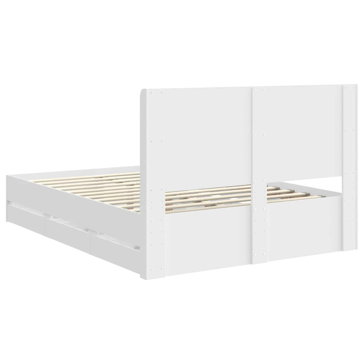 Sengestel med opbevaring og hovedgærde Hvid 140 x 190 cm