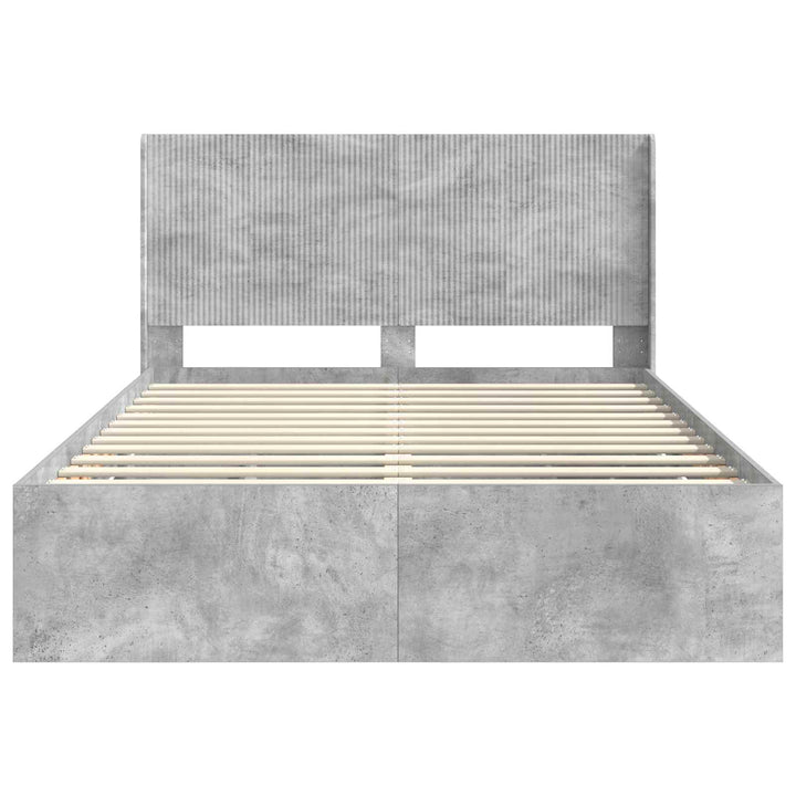 Sengestel med opbevaring og hovedgærde Betongrå 135 x 190 cm