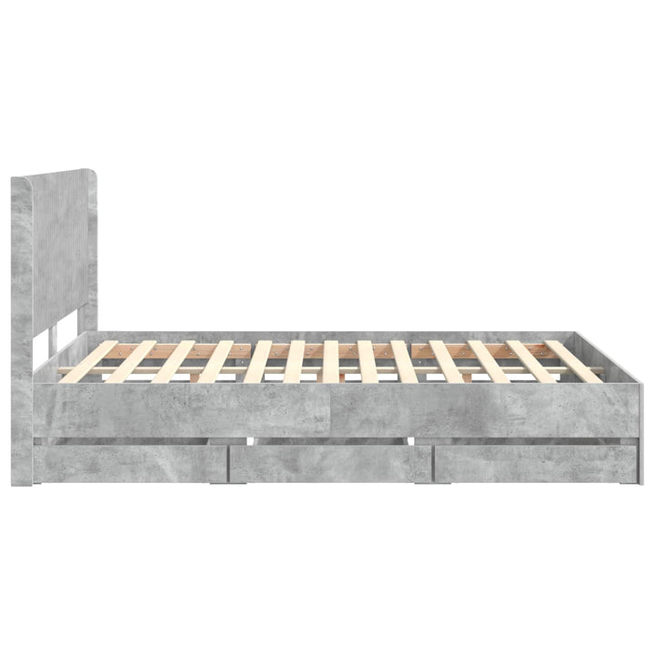 Sengestel med opbevaring og hovedgærde Betongrå 135 x 190 cm