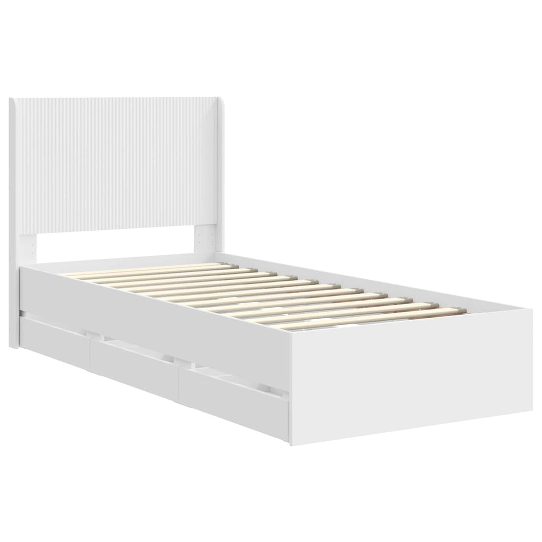 Sengestel med opbevaring og hovedgærde Hvid 90 x 200 cm