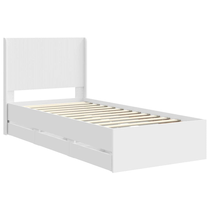 Sengestel med opbevaring og hovedgærde Hvid 90 x 200 cm