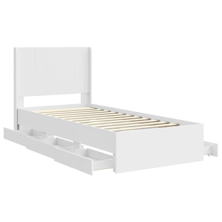 Sengestel med opbevaring og hovedgærde Hvid 90 x 200 cm