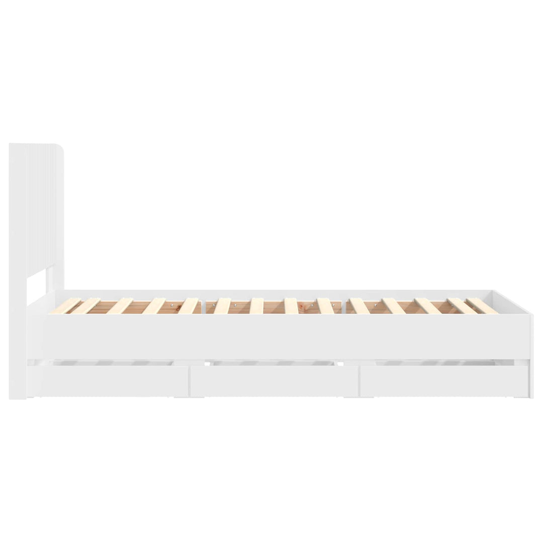 Sengestel med opbevaring og hovedgærde Hvid 90 x 200 cm