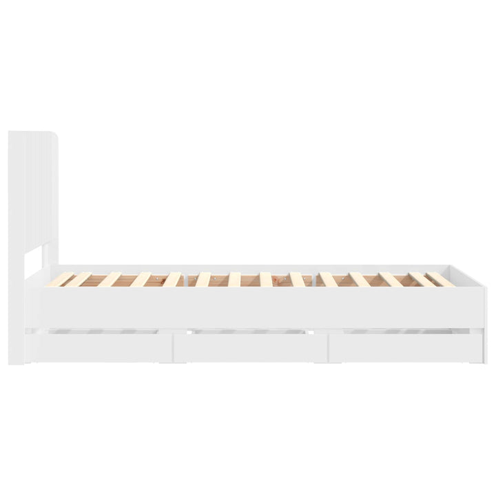 Sengestel med opbevaring og hovedgærde Hvid 90 x 200 cm
