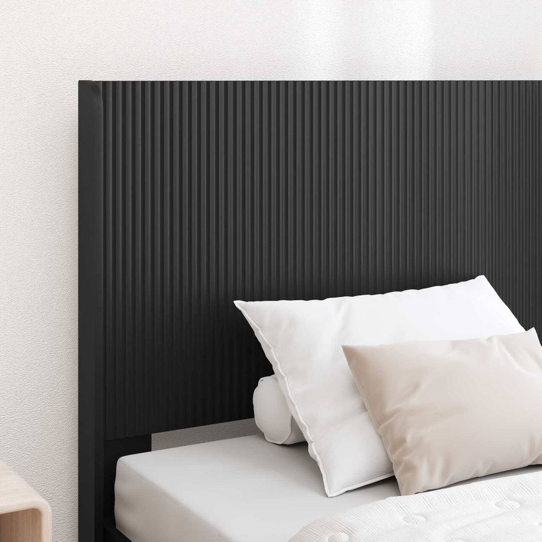 Sengestel med opbevaring og hovedgærde Sort 90 x 200 cm