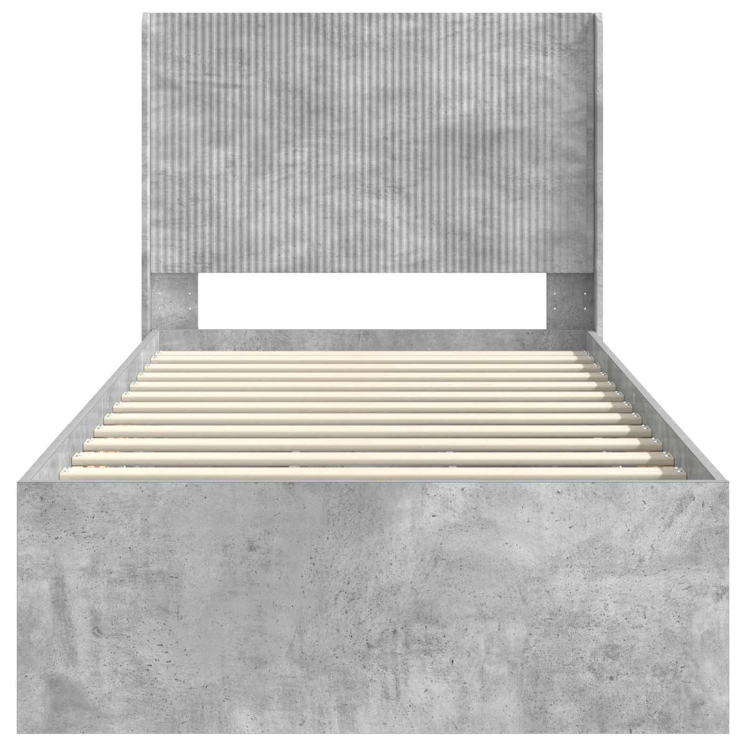 Sengestel med opbevaring og hovedgærde Betongrå 75 x 190 cm