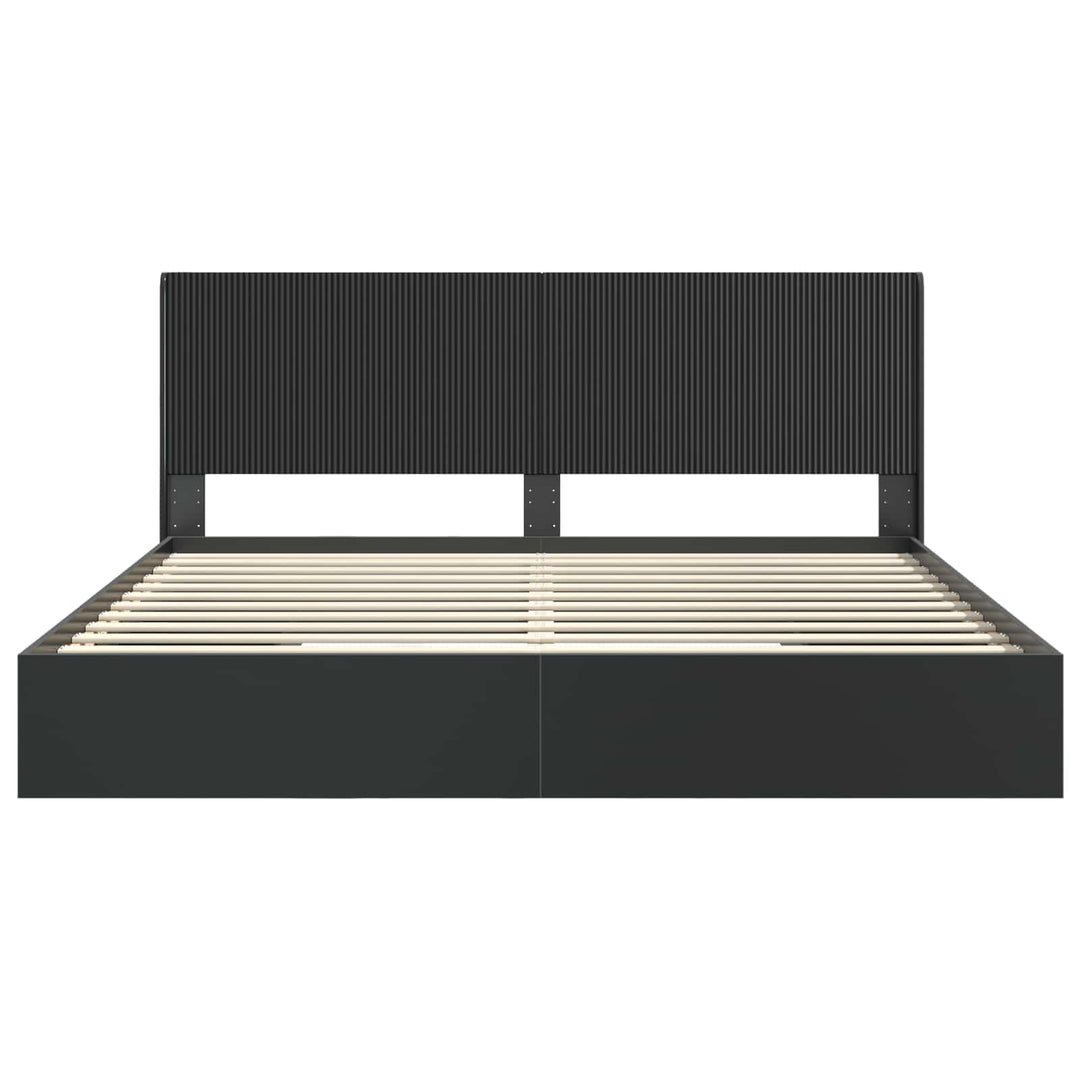Sengestel med opbevaring og hovedgærde Sort 200 x 200 cm