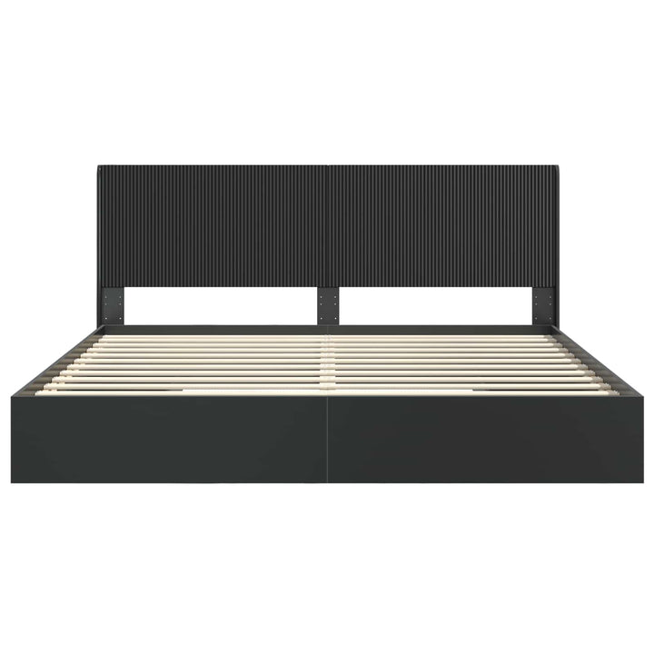Sengestel med opbevaring og hovedgærde Sort 200 x 200 cm