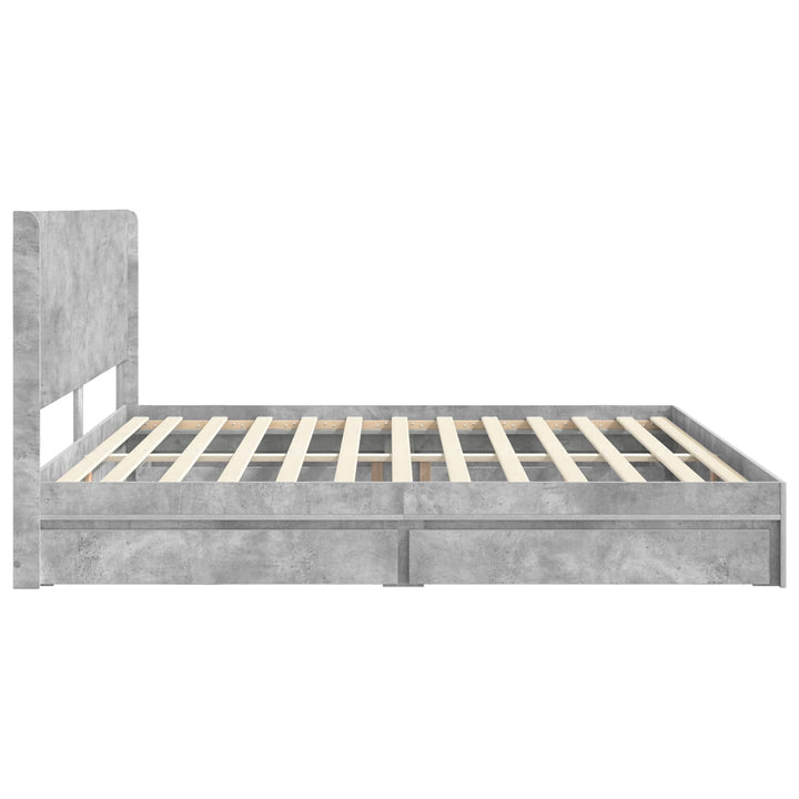 Sengestel med opbevaring og hovedgærde Betongrå 200 x 200 cm