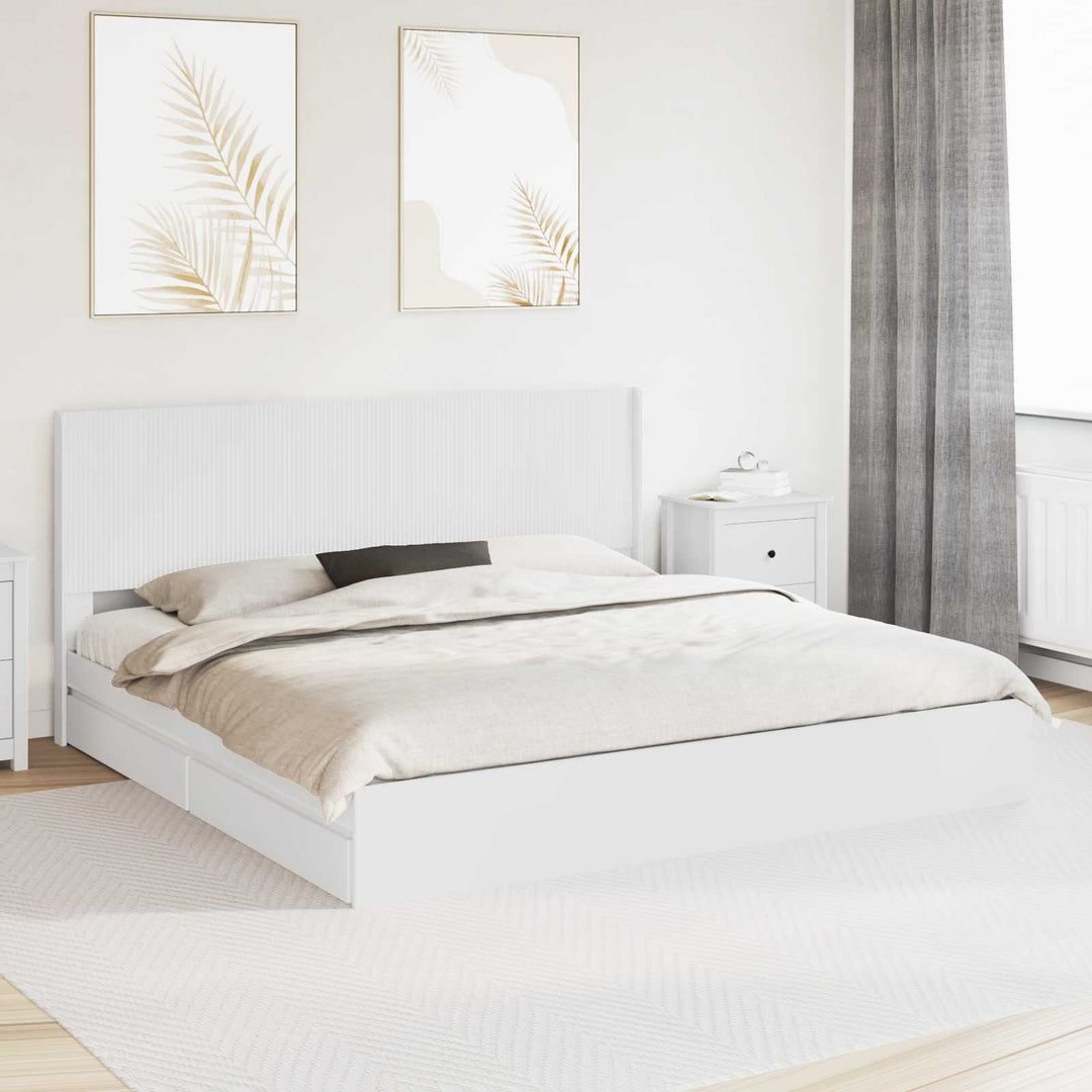 Sengestel med opbevaring og hovedgærde Hvid 180 x 200 cm