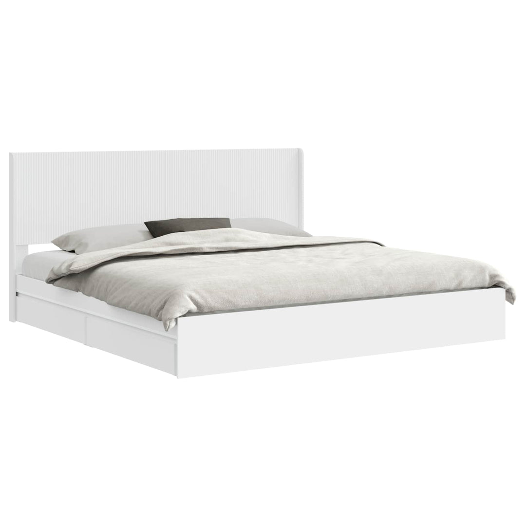 Sengestel med opbevaring og hovedgærde Hvid 180 x 200 cm