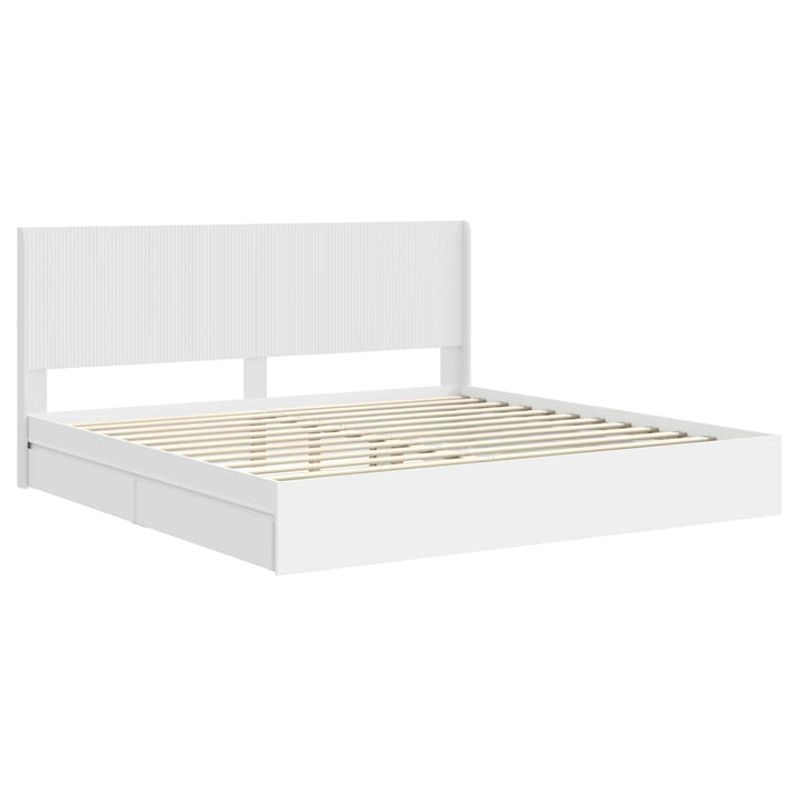 Sengestel med opbevaring og hovedgærde Hvid 180 x 200 cm