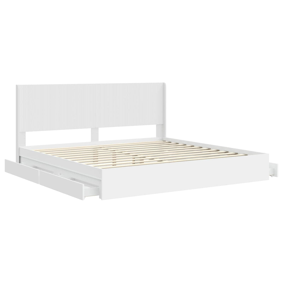 Sengestel med opbevaring og hovedgærde Hvid 180 x 200 cm