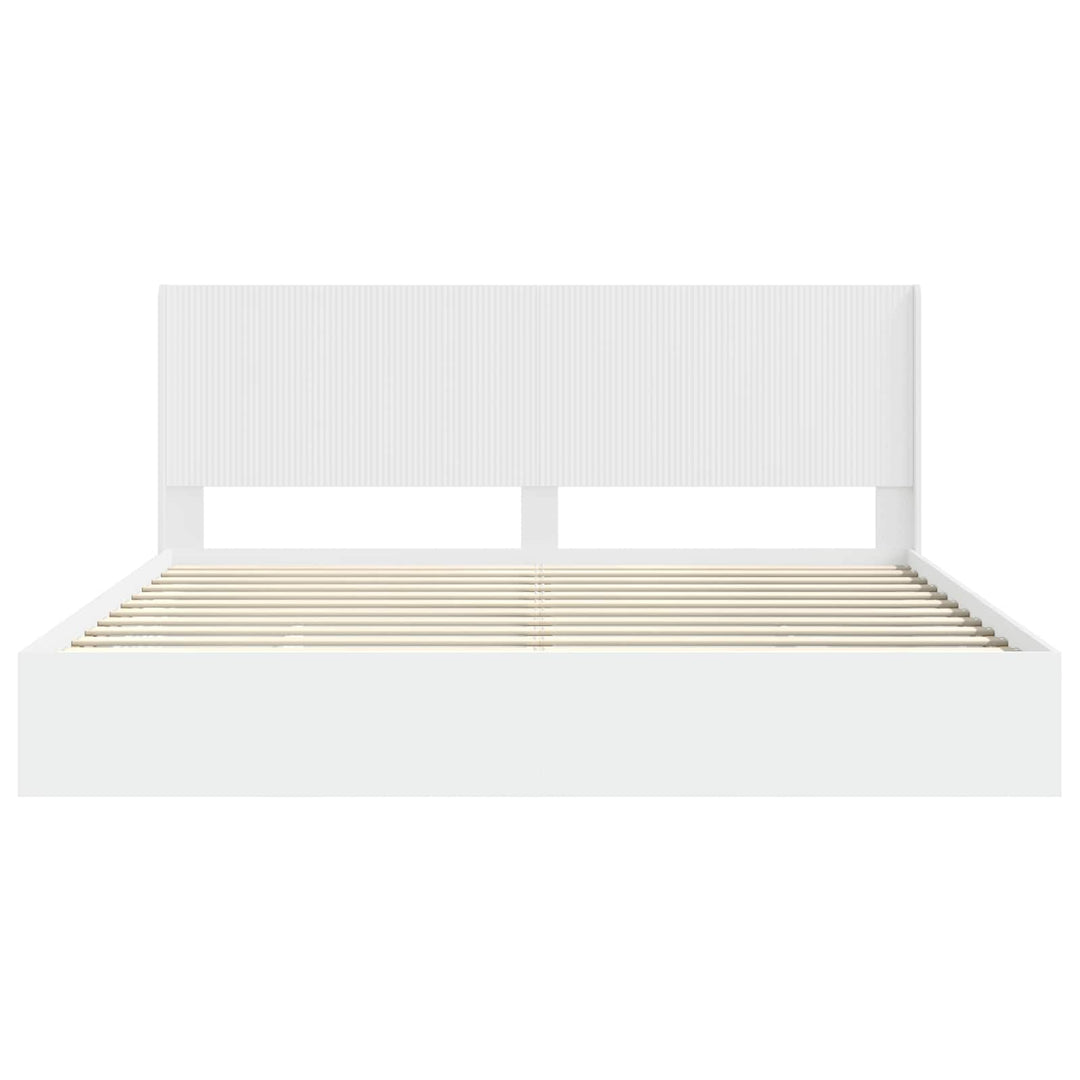 Sengestel med opbevaring og hovedgærde Hvid 180 x 200 cm