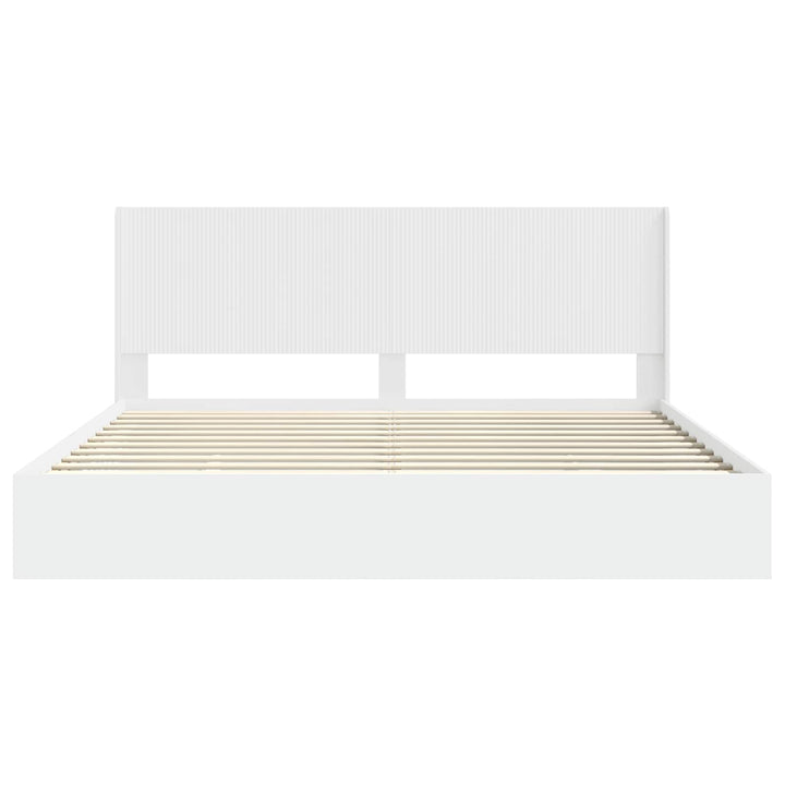 Sengestel med opbevaring og hovedgærde Hvid 180 x 200 cm