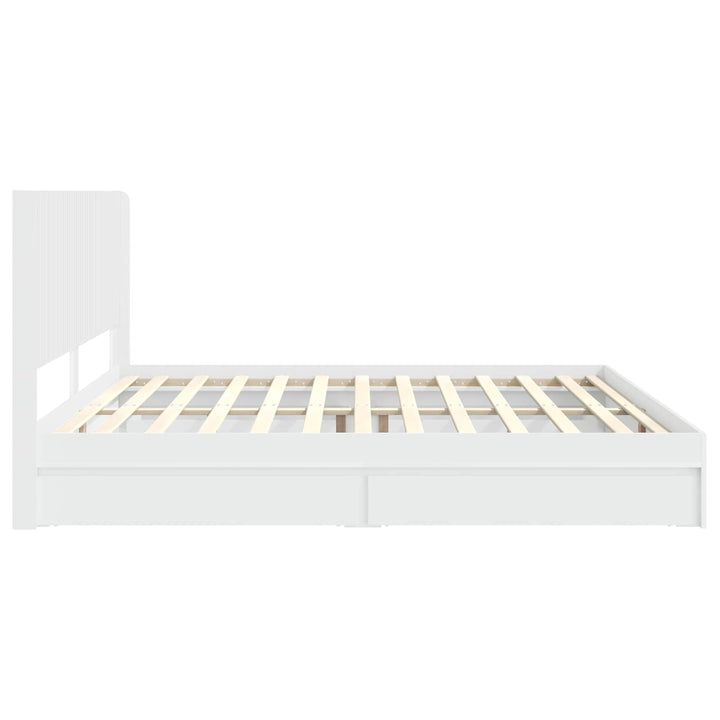 Sengestel med opbevaring og hovedgærde Hvid 180 x 200 cm