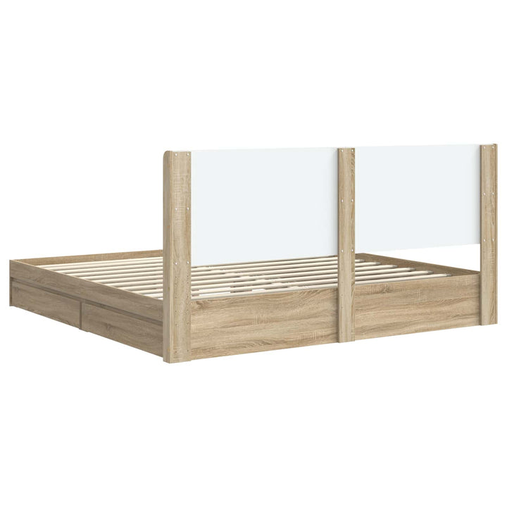 Sengestel med opbevaring og hovedgærde Sonoma-eg 180 x 200 cm