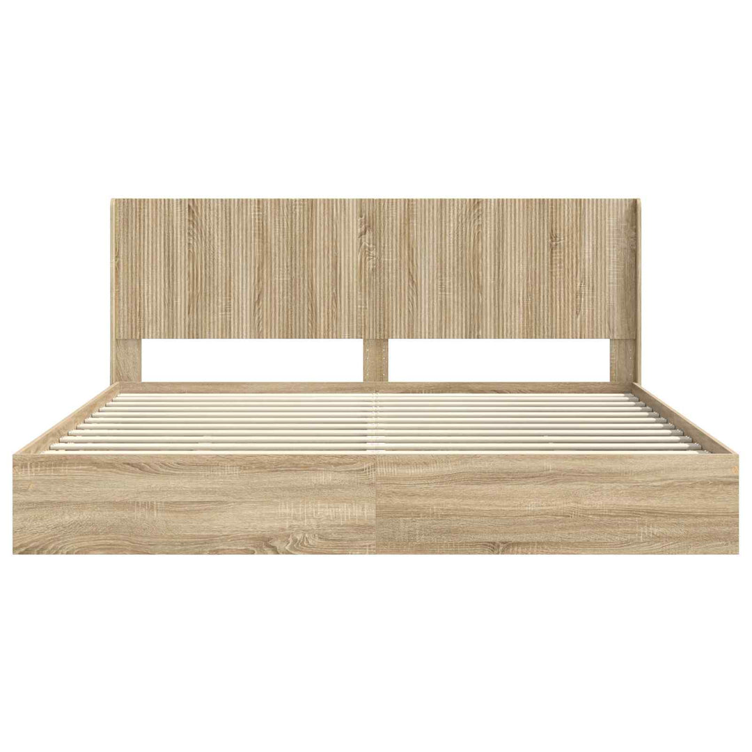 Sengestel med opbevaring og hovedgærde Sonoma-eg 180 x 200 cm