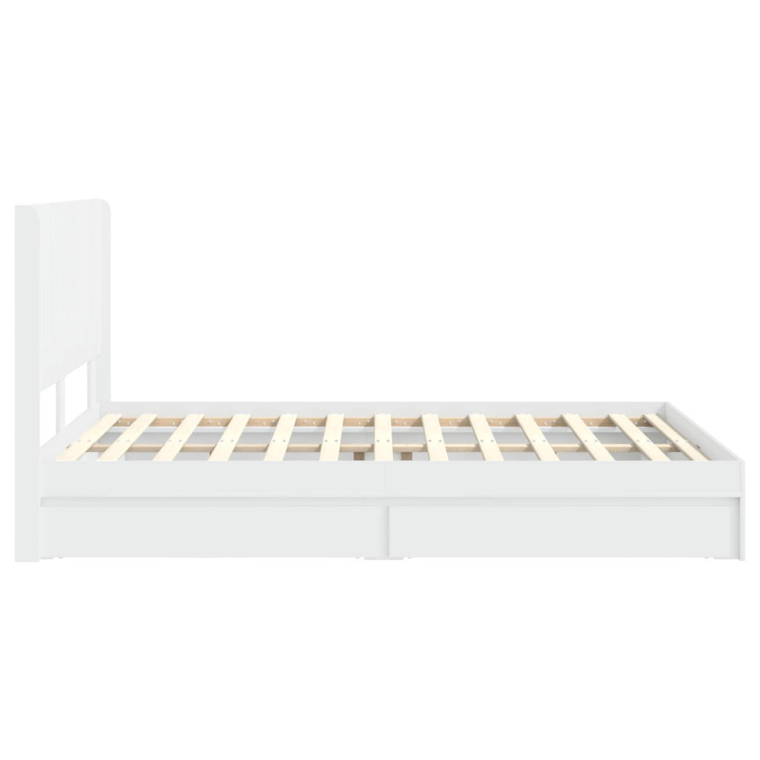 Sengestel med opbevaring og hovedgærde Hvid 160 x 200 cm