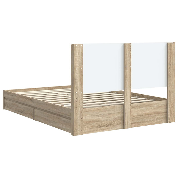 Sengestel med opbevaring og hovedgærde Sonoma-eg 160 x 200 cm