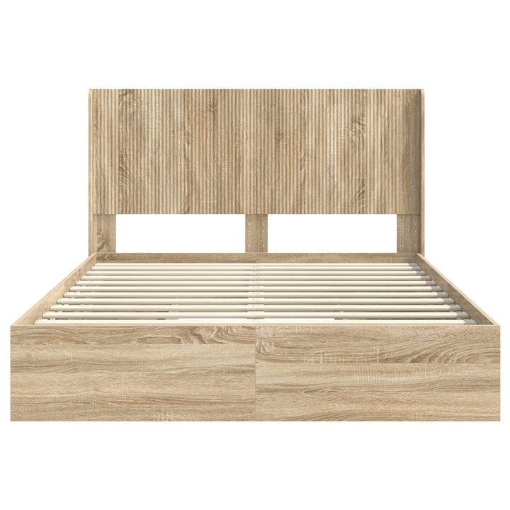 Sengestel med opbevaring og hovedgærde Sonoma-eg 160 x 200 cm