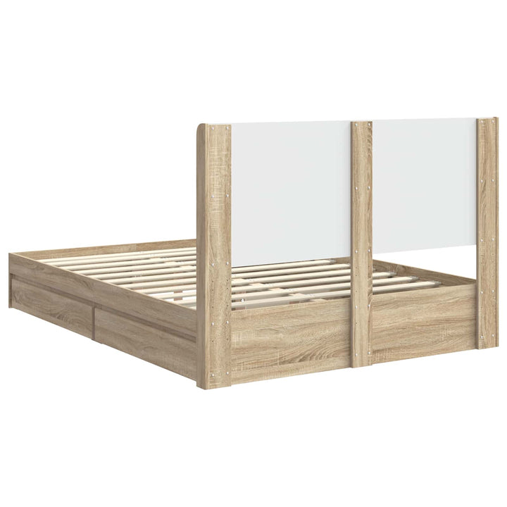 Sengestel med opbevaring og hovedgærde Sonoma-eg 150 x 200 cm