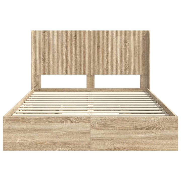 Sengestel med opbevaring og hovedgærde Sonoma-eg 150 x 200 cm