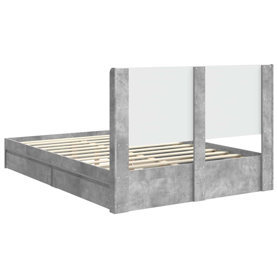 Sengestel med opbevaring og hovedgærde Betongrå 150 x 200 cm