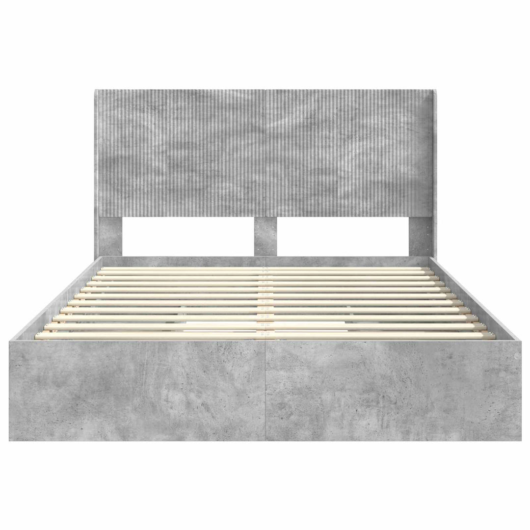 Sengestel med opbevaring og hovedgærde Betongrå 150 x 200 cm