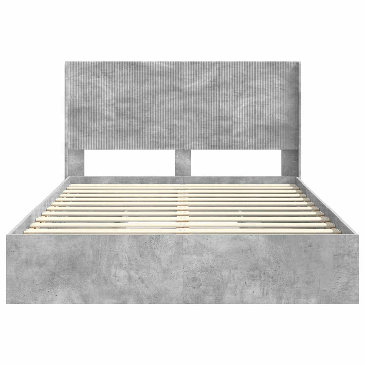 Sengestel med opbevaring og hovedgærde Betongrå 150 x 200 cm