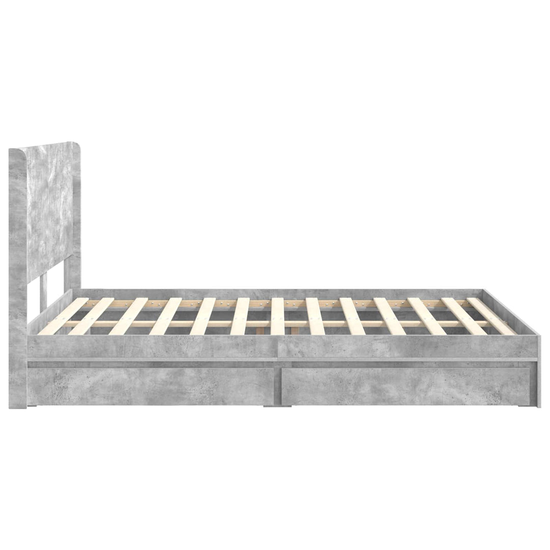 Sengestel med opbevaring og hovedgærde Betongrå 150 x 200 cm